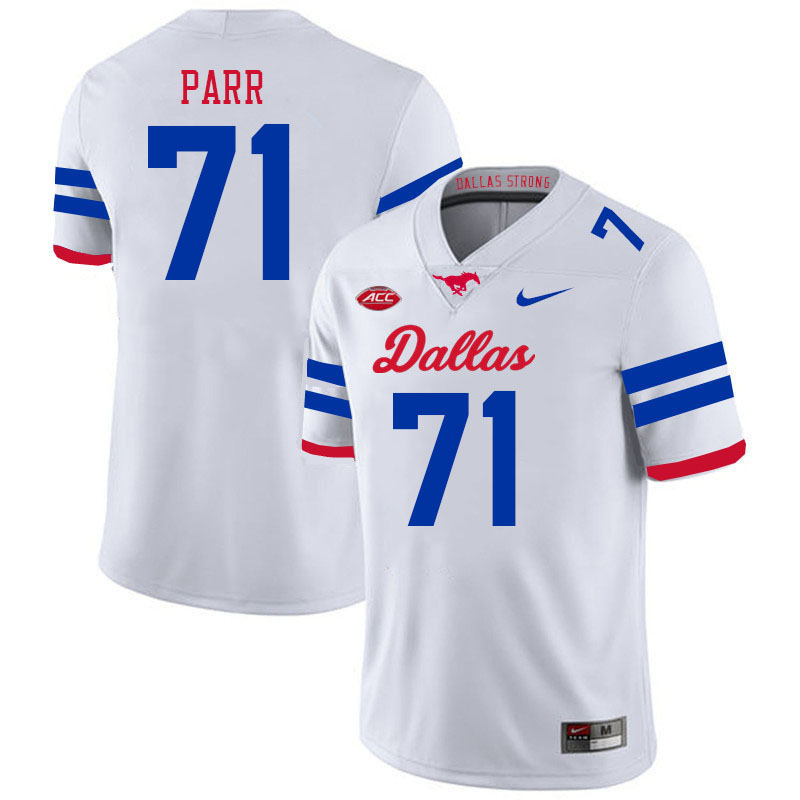 SMU Mustangs #71 Logan Parr College Football Jerseys Stitched Sale-Alternate White